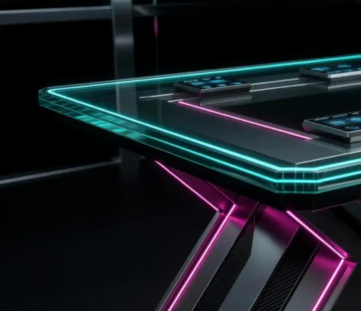Neonové světelné instalace a cyberpunk dekorace na večerní akci